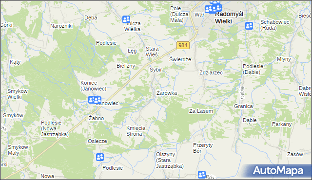 mapa Żarówka gmina Radomyśl Wielki, Żarówka gmina Radomyśl Wielki na mapie Targeo