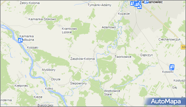 mapa Zaszków gmina Nur, Zaszków gmina Nur na mapie Targeo