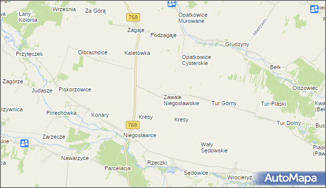 mapa Zawale Niegosławskie, Zawale Niegosławskie na mapie Targeo