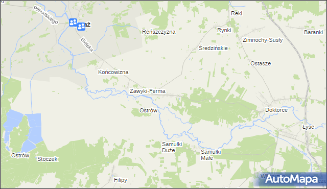 mapa Zawyki, Zawyki na mapie Targeo