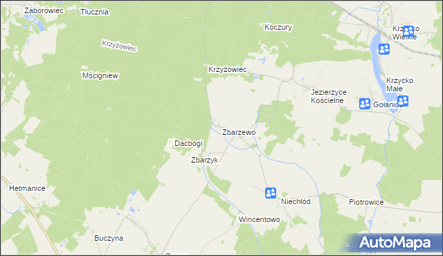 mapa Zbarzewo, Zbarzewo na mapie Targeo