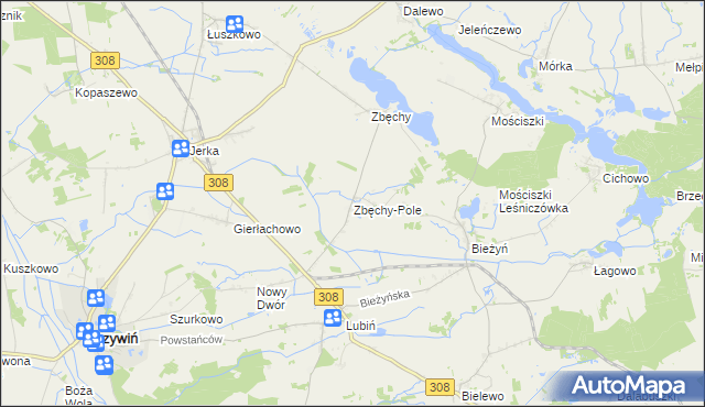 mapa Zbęchy-Pole, Zbęchy-Pole na mapie Targeo