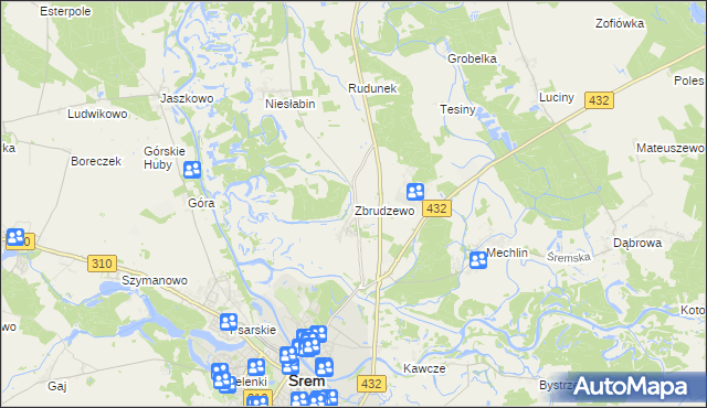 mapa Zbrudzewo, Zbrudzewo na mapie Targeo