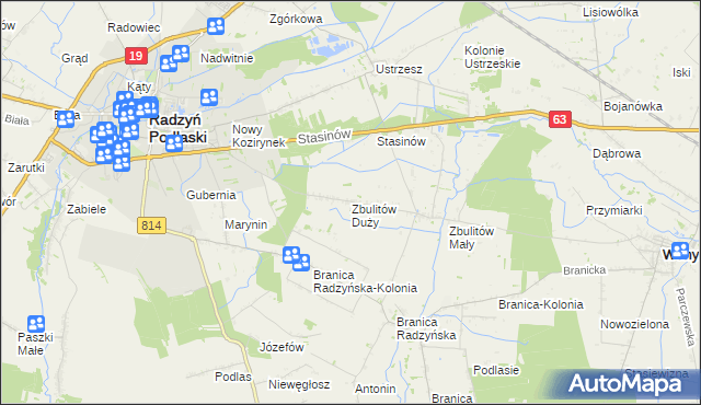 mapa Zbulitów Duży, Zbulitów Duży na mapie Targeo