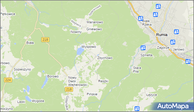 mapa Zbychowo, Zbychowo na mapie Targeo