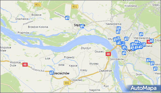 mapa Zbyczyn, Zbyczyn na mapie Targeo