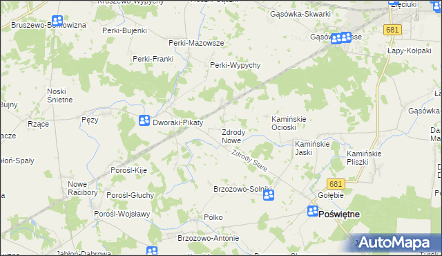 mapa Zdrody Nowe, Zdrody Nowe na mapie Targeo