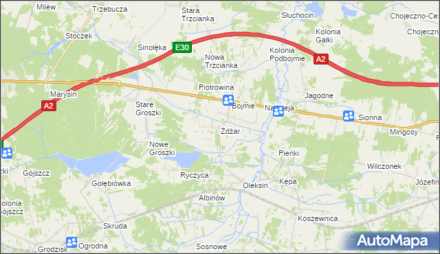 mapa Żdżar gmina Kotuń, Żdżar gmina Kotuń na mapie Targeo