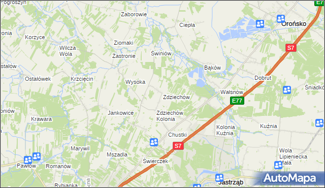 mapa Zdziechów gmina Szydłowiec, Zdziechów gmina Szydłowiec na mapie Targeo