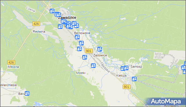 mapa Żędowice, Żędowice na mapie Targeo