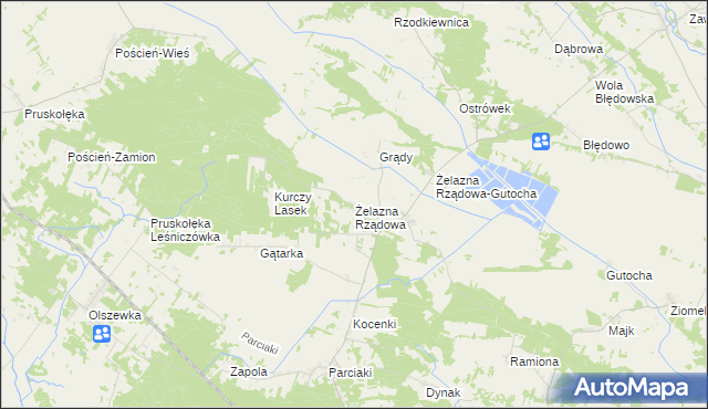 mapa Żelazna Rządowa, Żelazna Rządowa na mapie Targeo