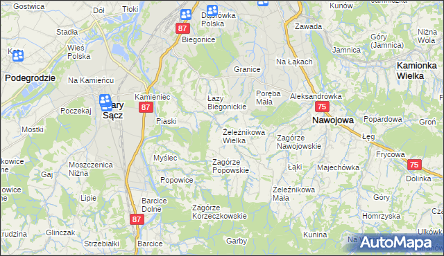 mapa Żeleźnikowa Wielka, Żeleźnikowa Wielka na mapie Targeo