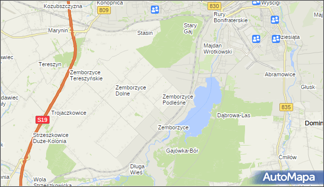 mapa Zemborzyce Podleśne, Zemborzyce Podleśne na mapie Targeo