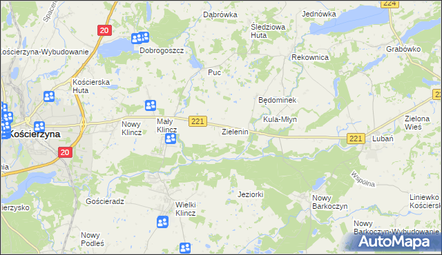 mapa Zielenin, Zielenin na mapie Targeo