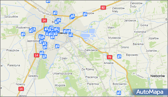 mapa Zielkowice, Zielkowice na mapie Targeo