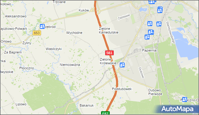 mapa Zielone Królewskie, Zielone Królewskie na mapie Targeo