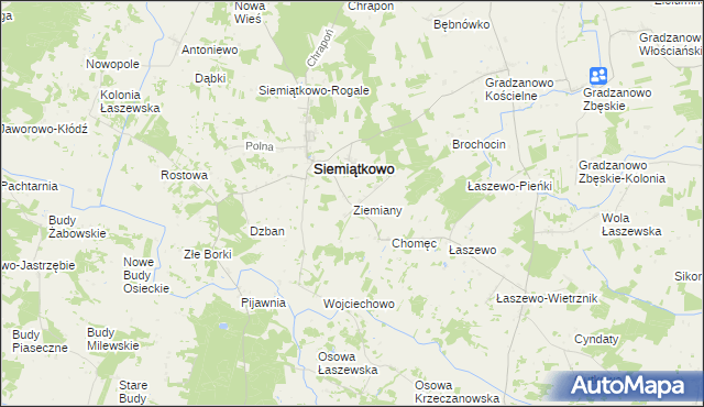 mapa Ziemiany gmina Siemiątkowo, Ziemiany gmina Siemiątkowo na mapie Targeo
