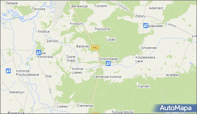 mapa Zimochowiec, Zimochowiec na mapie Targeo