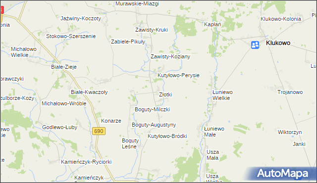 mapa Złotki gmina Boguty-Pianki, Złotki gmina Boguty-Pianki na mapie Targeo