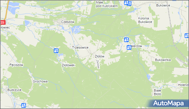 mapa Złotów gmina Zawonia, Złotów gmina Zawonia na mapie Targeo