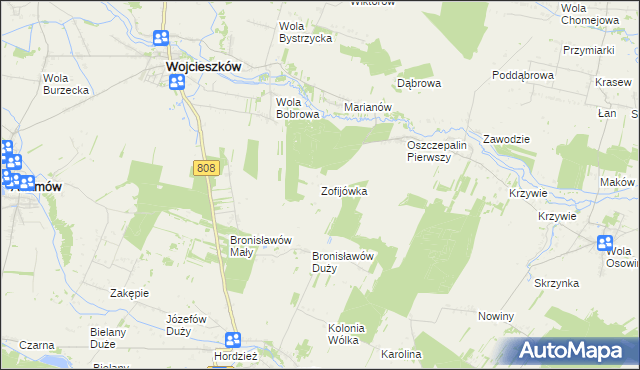 mapa Zofijówka gmina Wojcieszków, Zofijówka gmina Wojcieszków na mapie Targeo