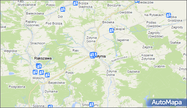 mapa Żołynia, Żołynia na mapie Targeo