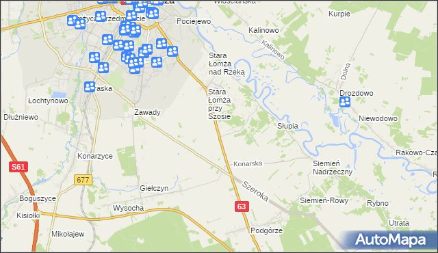 mapa Zosin gmina Łomża, Zosin gmina Łomża na mapie Targeo