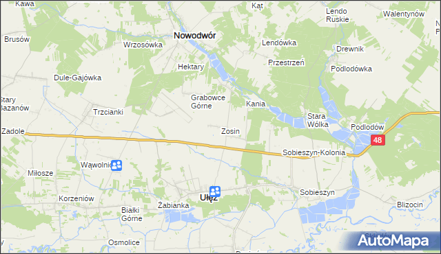 mapa Zosin gmina Ułęż, Zosin gmina Ułęż na mapie Targeo