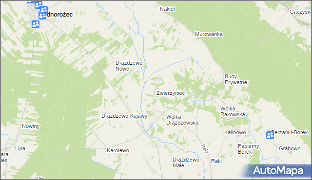 mapa Zwierzyniec gmina Krasnosielc, Zwierzyniec gmina Krasnosielc na mapie Targeo