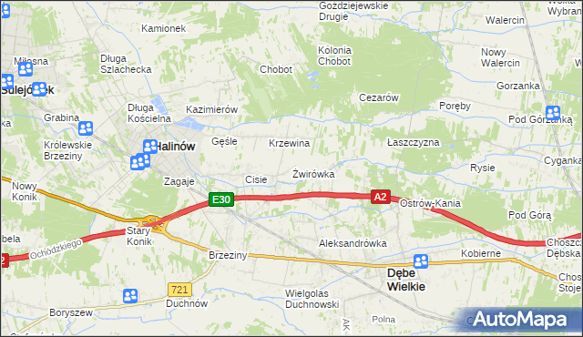 mapa Żwirówka, Żwirówka na mapie Targeo