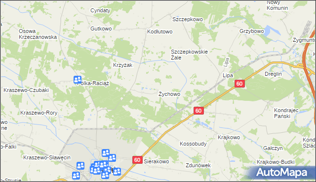 mapa Żychowo, Żychowo na mapie Targeo