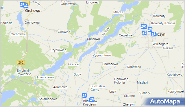 mapa Zygmuntowo gmina Wilczyn, Zygmuntowo gmina Wilczyn na mapie Targeo