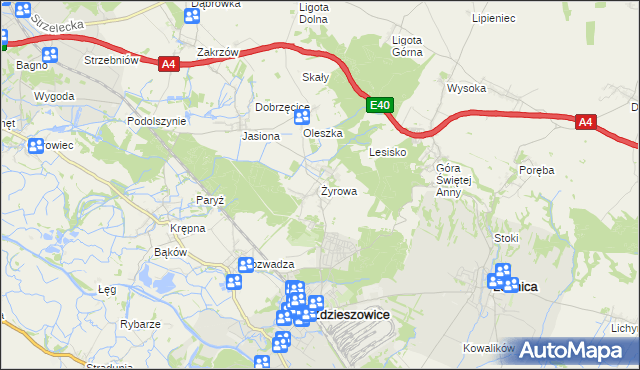 mapa Żyrowa, Żyrowa na mapie Targeo
