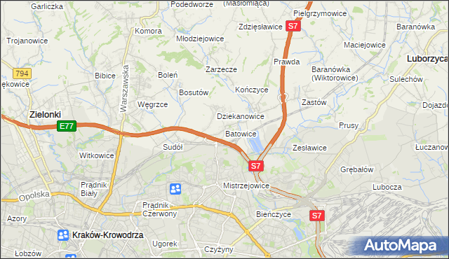 mapa Batowice, Batowice na mapie Targeo