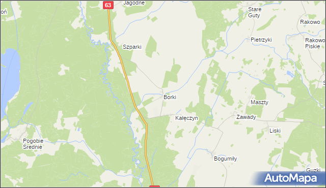 mapa Borki gmina Pisz, Borki gmina Pisz na mapie Targeo