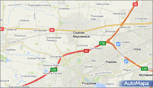 mapa Duchnice, Duchnice na mapie Targeo