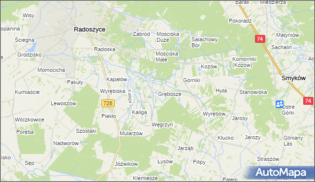 mapa Grębosze, Grębosze na mapie Targeo