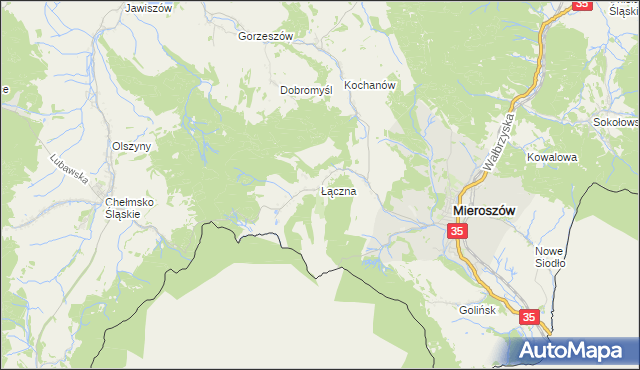 mapa Łączna gmina Mieroszów, Łączna gmina Mieroszów na mapie Targeo