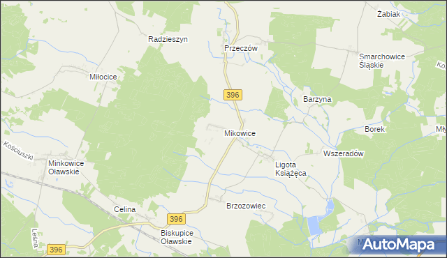 mapa Mikowice gmina Namysłów, Mikowice gmina Namysłów na mapie Targeo