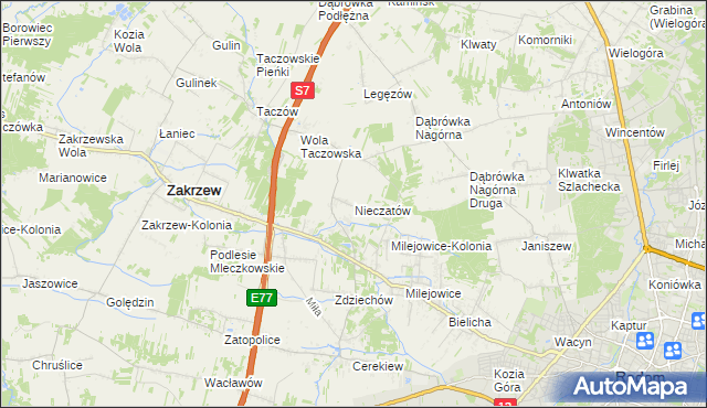 mapa Nieczatów, Nieczatów na mapie Targeo