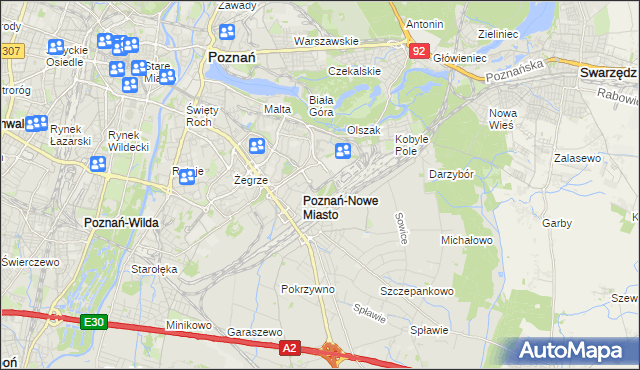 mapa Nowe Miasto gmina Poznań, Nowe Miasto gmina Poznań na mapie Targeo