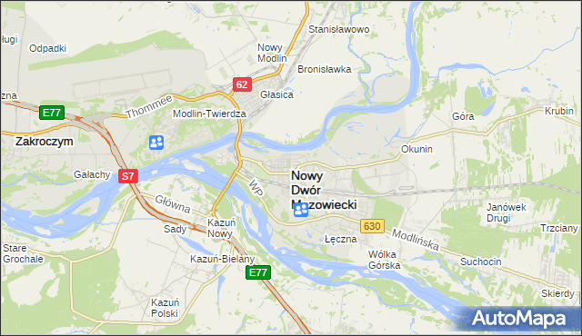 mapa Nowy Dwór Mazowiecki, Nowy Dwór Mazowiecki na mapie Targeo