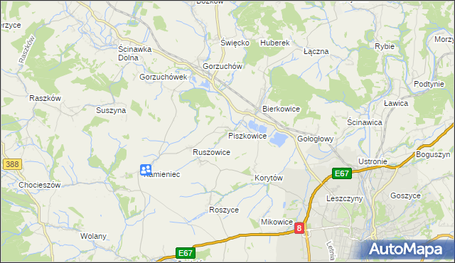 mapa Piszkowice, Piszkowice na mapie Targeo