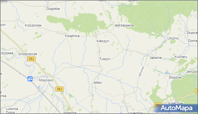mapa Tuszyn gmina Dzierżoniów, Tuszyn gmina Dzierżoniów na mapie Targeo