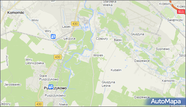 mapa Wiórek, Wiórek na mapie Targeo