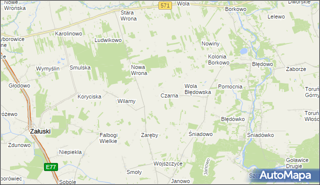 mapa Czarna gmina Zakroczym, Czarna gmina Zakroczym na mapie Targeo