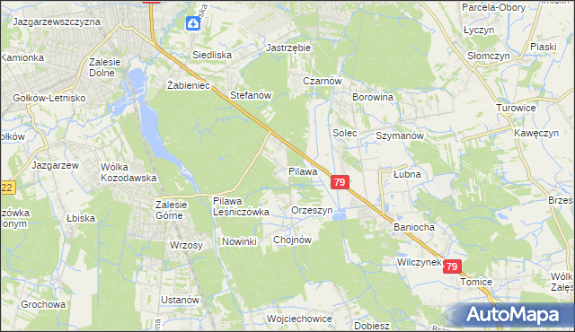 mapa Pilawa gmina Piaseczno, Pilawa gmina Piaseczno na mapie Targeo