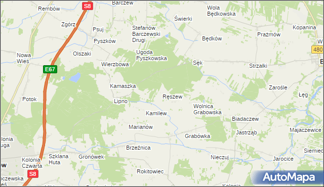 mapa Ręszew, Ręszew na mapie Targeo