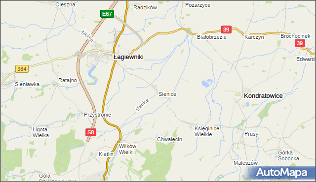 mapa Sienice, Sienice na mapie Targeo