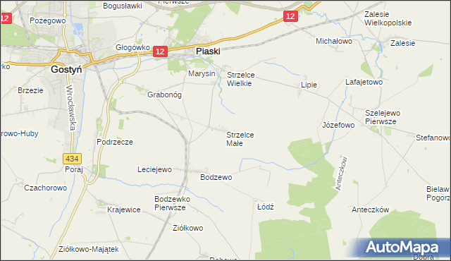 mapa Strzelce Małe gmina Piaski, Strzelce Małe gmina Piaski na mapie Targeo